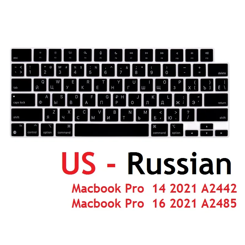Us Russian Laptop Cover Per Macbook Pro 14 Pro 16 2021 M1 Max A2442 A2485 Russian Us Keyboard Cover Skin
