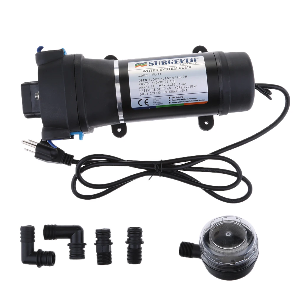 AC 110V Мембранный Водяной напорный насос 4,7 GPM 40PSI самовсасывающий лодочный FL-41