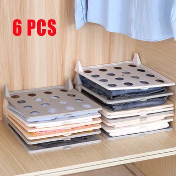 

6 Pcs/set Clothes Fold Board Fast Folder Reusable Home Closet Organizer Wardrobe PP Travel Stacked Board