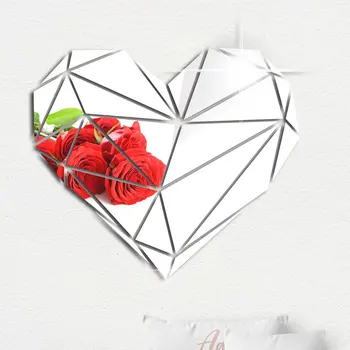 

Love mirror sticker Wedding Room Beauty Creative Romatical Love Heart DIY 3D Mirror Acrylic Wall Stickers Home Door Art Decor