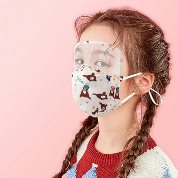 

Washable Face Mask For Kids Child Dustproof Outdoor Face Protective Face Mask With Eyes Shield + 2 Filters Маска Защитная 2020