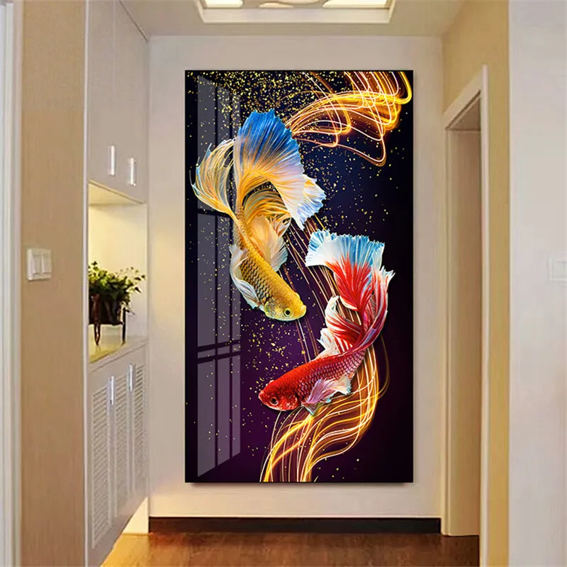 Алмазная вышивка Lucky Double Koi Fish картина для прихожей в гостиную полная