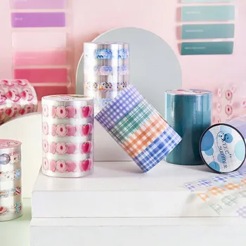 

Cute Flower Fruit Washi Tape PET Adhesive Masking Tape DIY Scrapbooking Sticker Label Grid Masking Tape Japanese Stationery