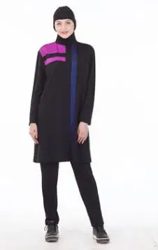 Мусульманская одежда для плавания Burkinis Женская скромная Лоскутная полная Обложка Купальник с длинным рукавом с крышкой одежда для плавания Буркини - Цвет: 1