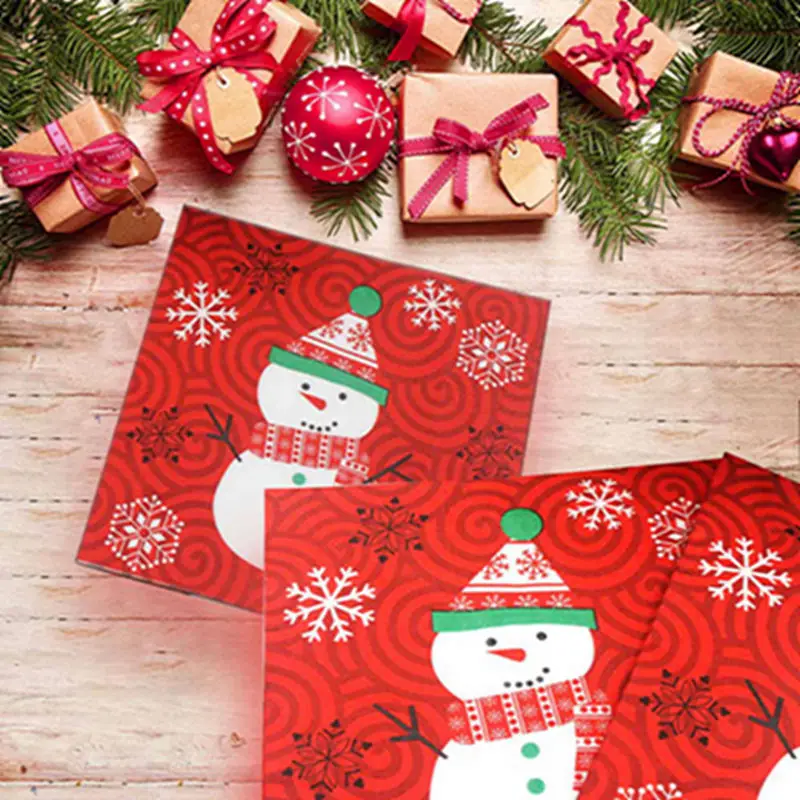 20 шт./компл. креативный Снеговик отличное качество печати салфетки Рождественские салфетки с темой Рождества для домашнего магазина Вечерние