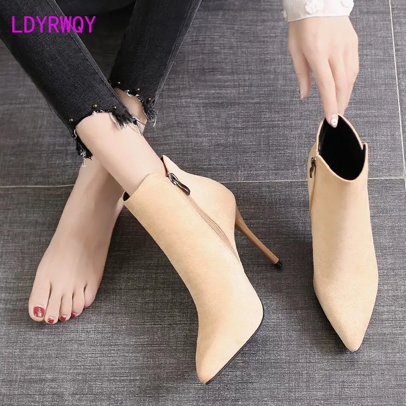 Sexy Martin boots women's autumn 2021 new net red skinny boots pointed high heels fashion short boots stiletto