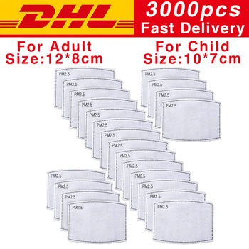 

3000pcs/lot PM2.5 Filter Paper Anti Haze Mouth Mask Anti Dust Mask Activated Carbon Filter Paper Health Care DHL Shipping