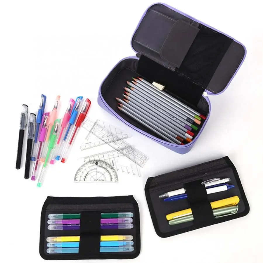 

Colored Pencil Case Multifunction Large Capacity Zippered Pen Bag Art Supplies