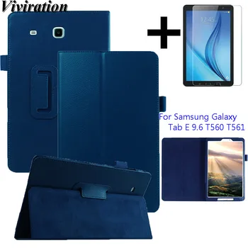 

Unisex 2019 Litchi Pattern Tablet Shell Cover For Samsung Galaxy Tab E 9.6" T560 SM-T561 Case+Tempered Glass Screen Protector