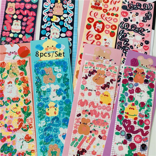SKYSONIC 2/4/5/6/8pcs/10pcs Full Set Series Decorative Stickers Idol Card Album Scrapbooking Sticker Korean Stationery Suppliers 8 pcs set