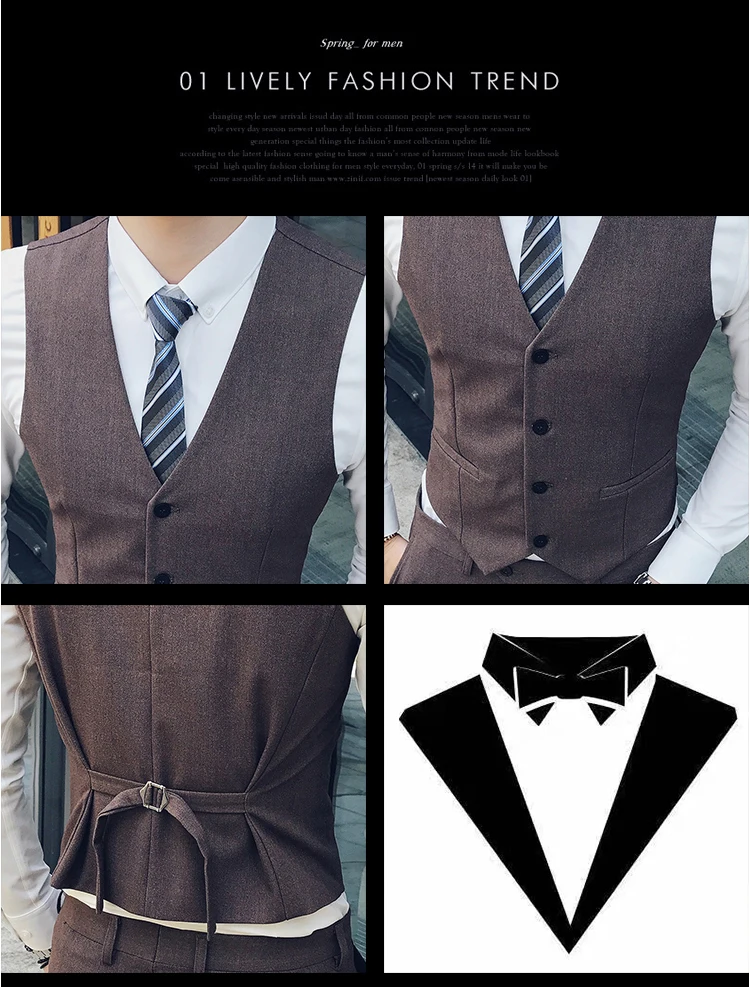 Модный мужской костюм комплект Slim Fit Комплект из 3 предметов, костюм-смокинг Свадебный, выпускной, для жениха, строгая одежда, костюмы пиджак для костюма Masculino(куртка+ брюки+ жилет