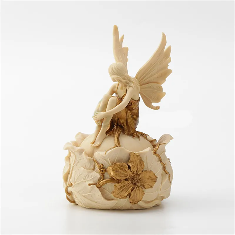  European Style Flower Faerie Sitting Posture Resin Storage Box Creative Bedroom Dressing Table Desk - 4000198395241