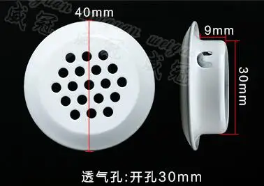 30mm white Bevel 10 шт./лот 30 мм/35 мм/40 мм/43 мм/65 мм из нержавеющей стали вентиляционное отверстие шкаф украшение шкафа респирадеро круглая вентиляционная система - Цвет: 30mm white Bevel