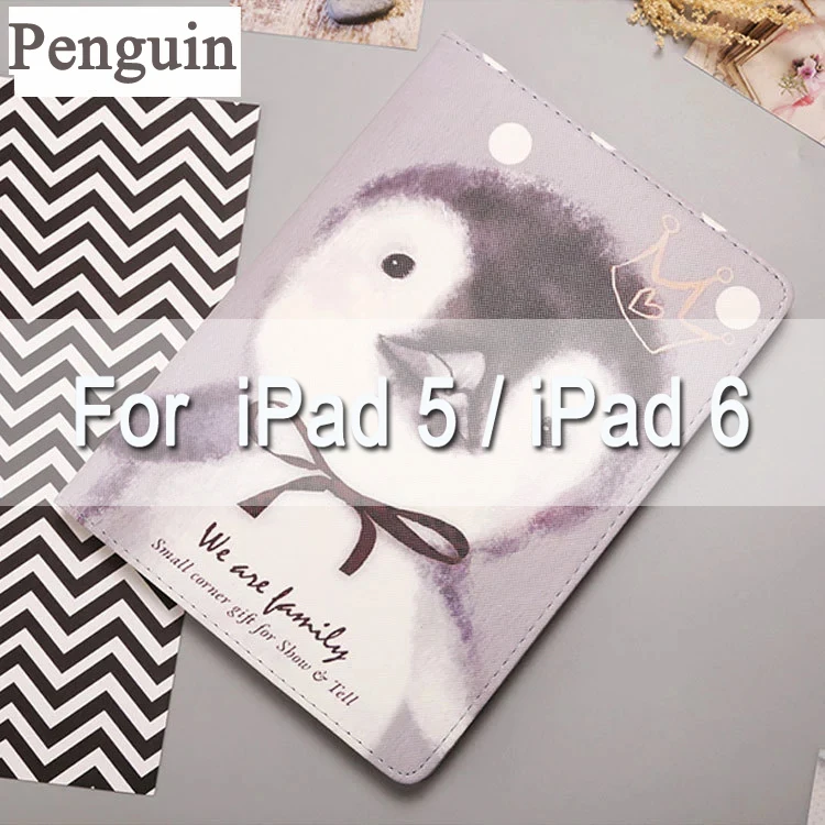 penguin For Air1 2 Прекрасный мультфильм Стиль откидная крышка чехол для iPad 2/3/4 Air iPad mini 1 2 3 планшеты Чехол Подставка-чехол для нового iPad 9,7 с автоматическим включением и Up/Sleep(Пробуждение/спящий режим - Цвет: penguin For Air1 2