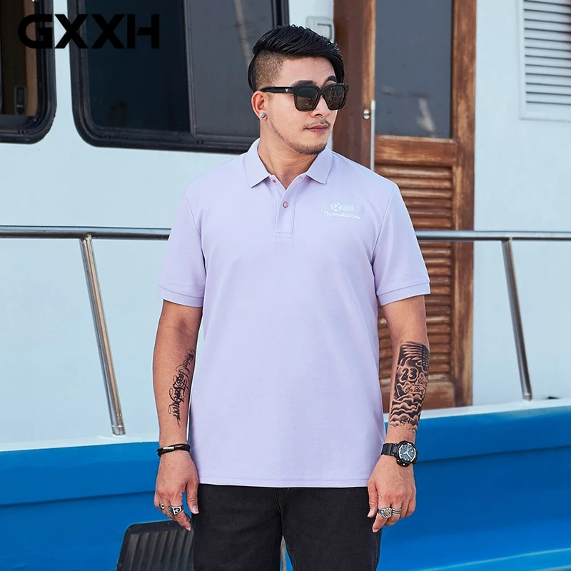 Размера плюс 5xl 6xl 7xl бюст 138 см Мужская пурпурная футболка поло рубашка GXXH