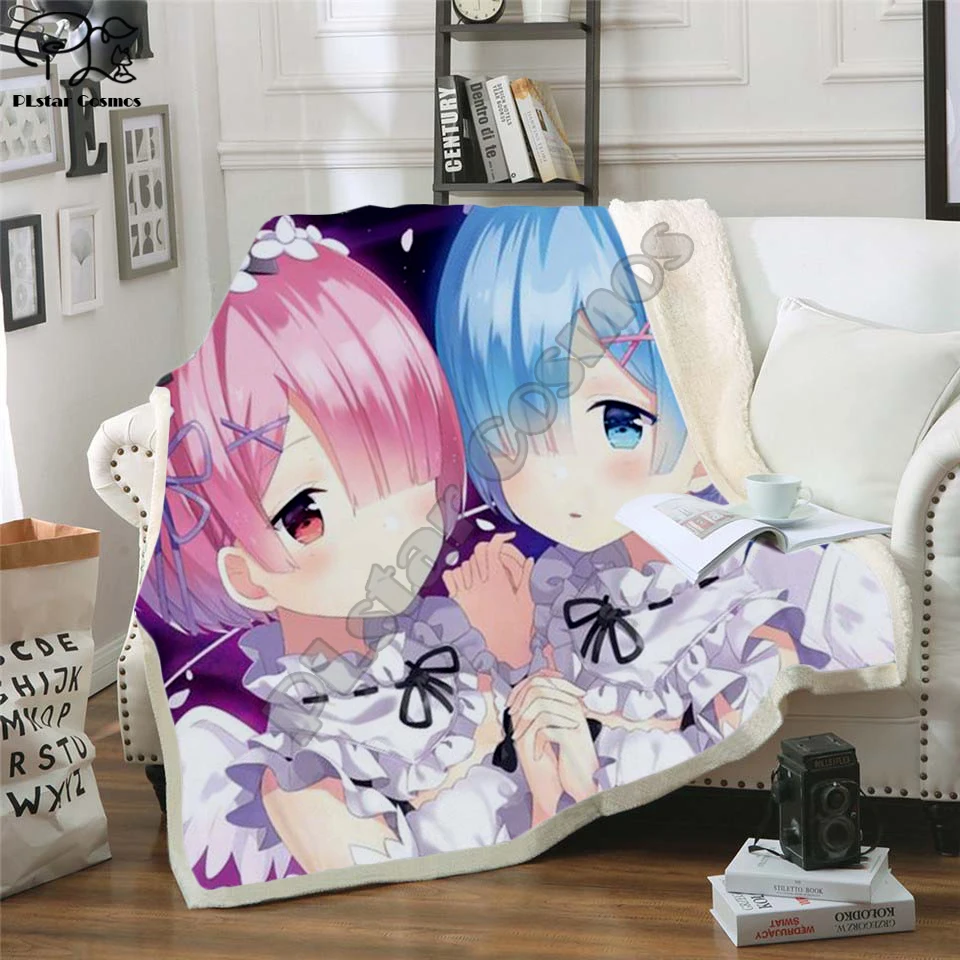 

Plstar Cosmos Hatsune Miku/Anime girl sexy Re Zero Blanket 3D print Sherpa Blanket on Bed Home Textiles Dreamlike style-6