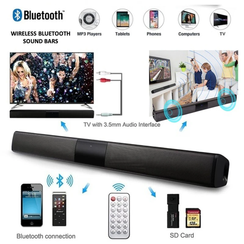 2021 New 40W Super Power Wireless Bluetooth Soundbar Speaker Home Theater TV soundbar subwoofe with Remote Control