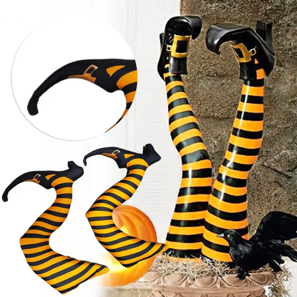 

1 Pair Witch Legs Vibrant Color Ornamental Fabric Holiday Striped Legs Decorations Home Decor