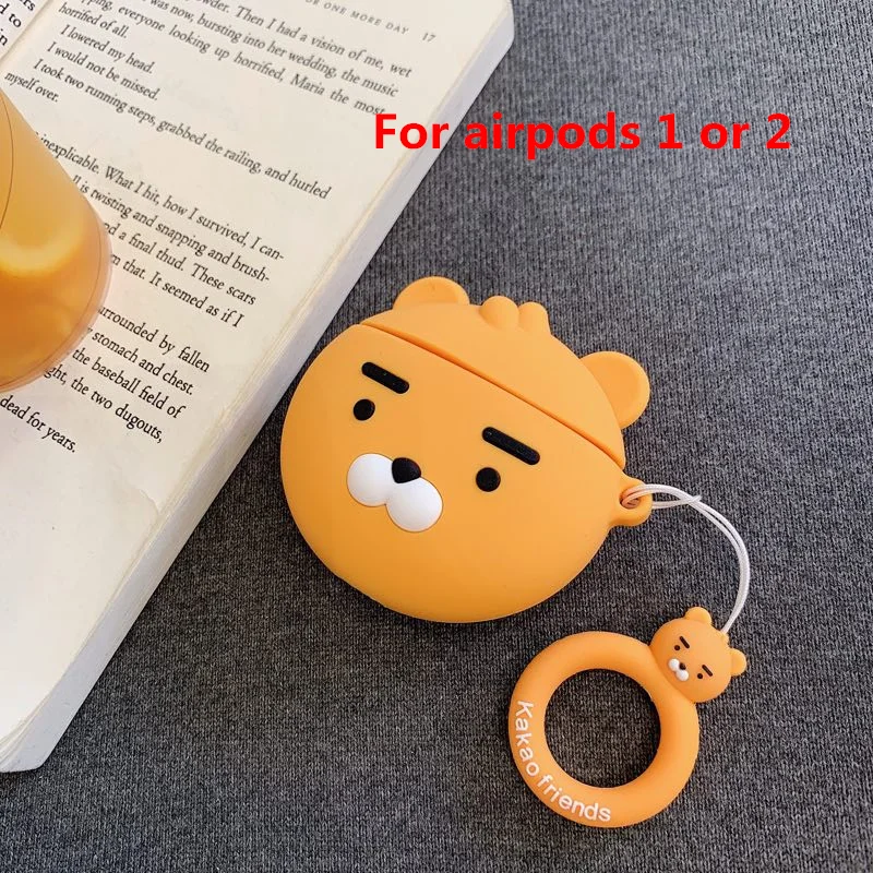 For airpods 1 or 2 Чехол для airpods pro с милым 3D рисунком, чехол для наушников для apple airpods 1 2, силиконовый чехол для наушников Air pods, ремешок для наушников - Цвет: For airpods 1 or 2