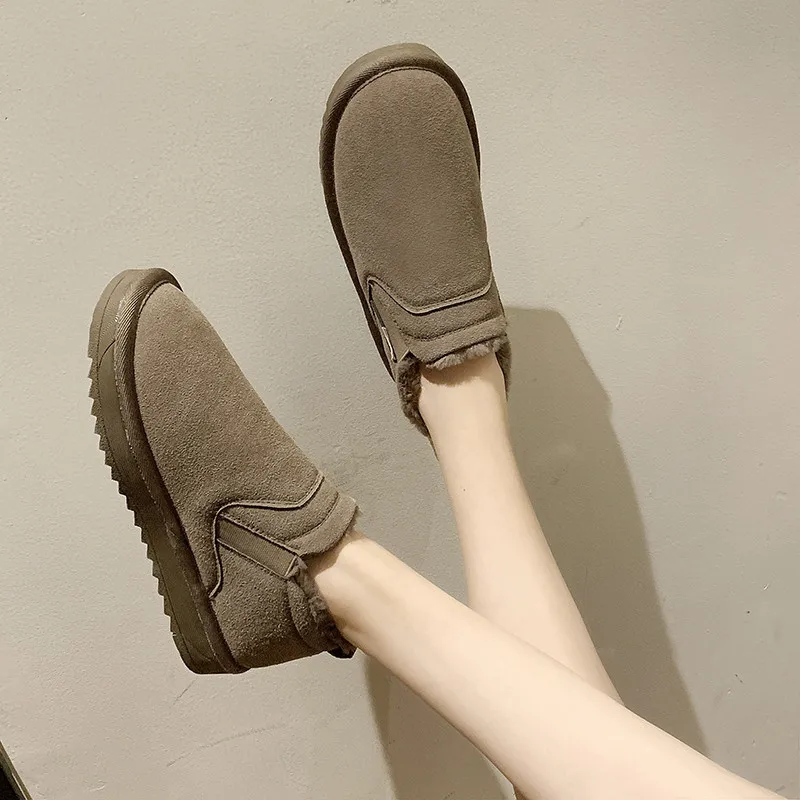 

Short New Style Boots Women's 2019 Thick Snowfield Versatile Couples Thick Bottomed plus Velvet Autumn & Winter Sleeve Cotton-pa