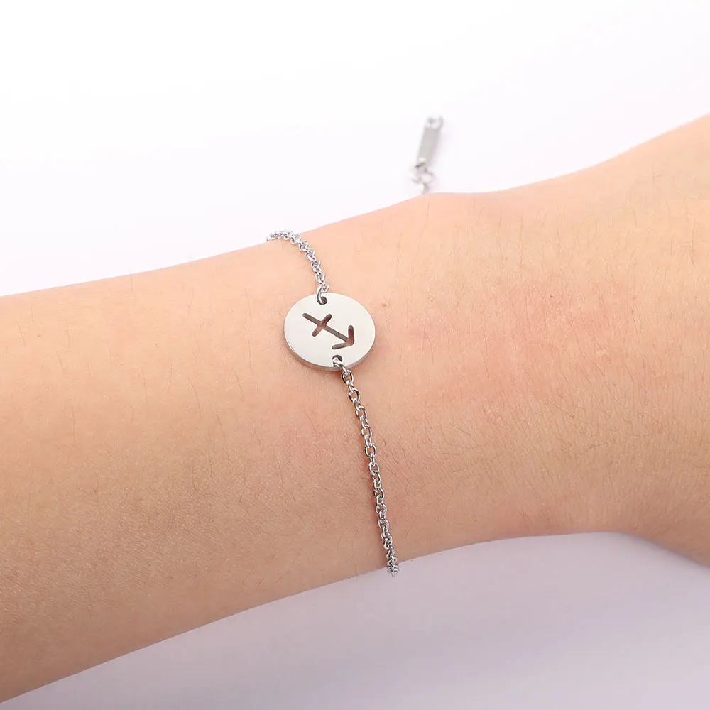 12 Constellation Zodiac Charm Bracelet for Women Female Stainless Steel High Polish Charms Bracelets