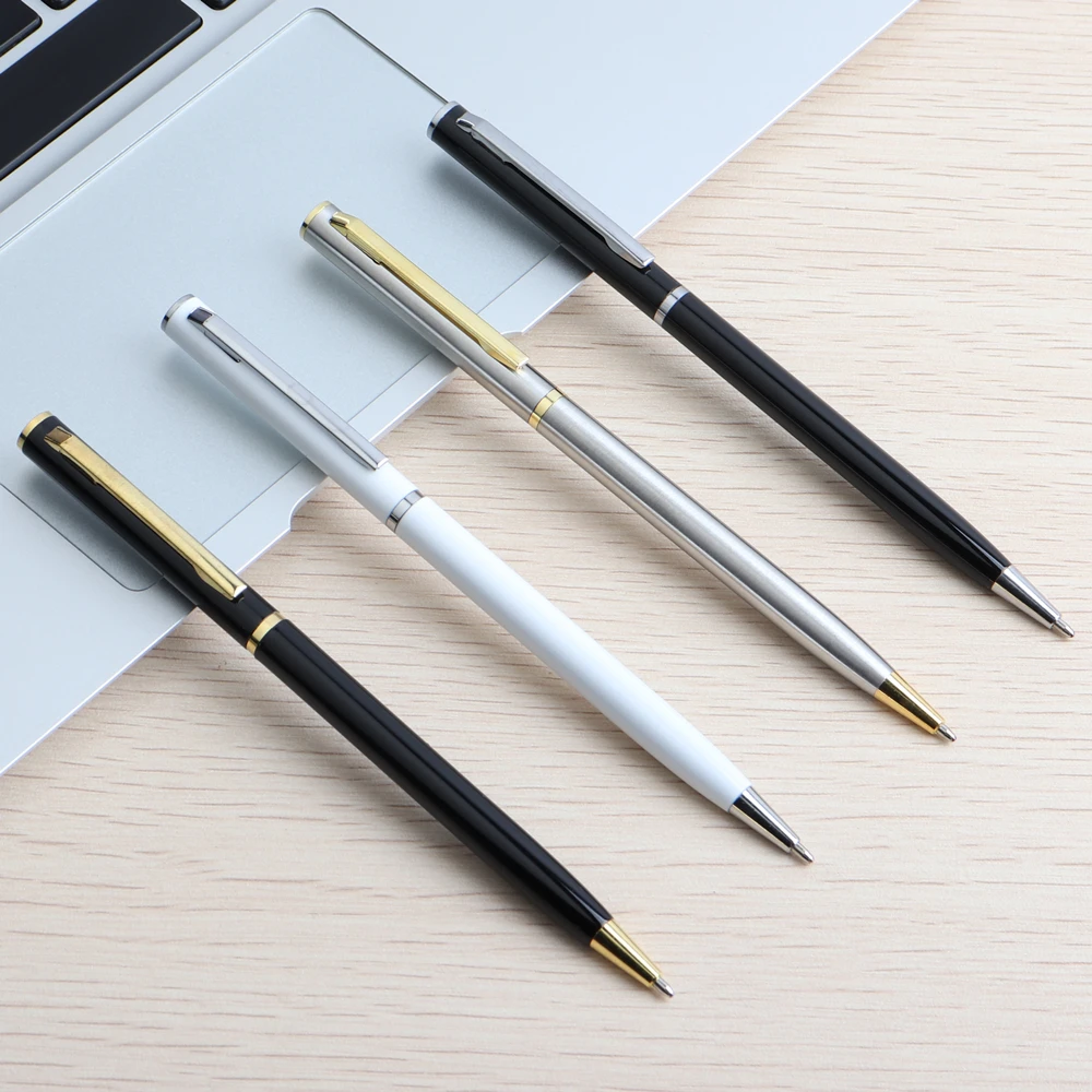 GENKKY металлическая шариковая ручка, набор вращающихся металлических старых масляных ручек для школы, Канцтовары, шариковые ручки, высокое качество, цвета чернил, черный, синий