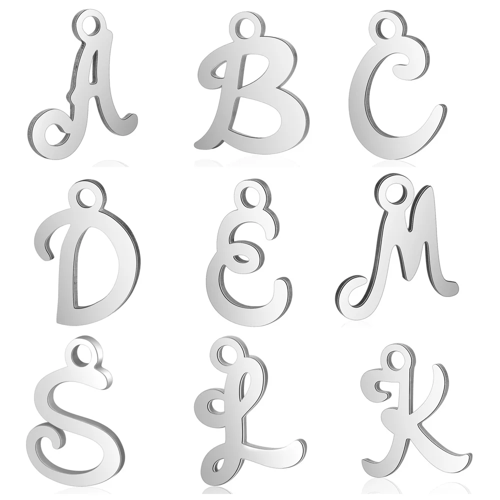 10pcs/lot 100% Stainless Steel Alphabet Charms Laser Cutting Initial A-Z Letter DIY Jewelry Making Finding Charms Wholesale 10pcs/lot 100% Stainless Steel Alphabet Charms Laser Cutting Initial A-Z Letter DIY Jewelry Making Finding Charms Wholesale