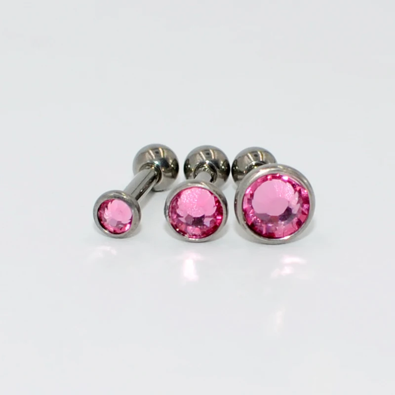 1PC 16G Cartilage Helix Earring G23 Titanium Flat CZ Gem Internally Threaded Labret Stud Ear Tragus  Fashion Body Piercing Jewel