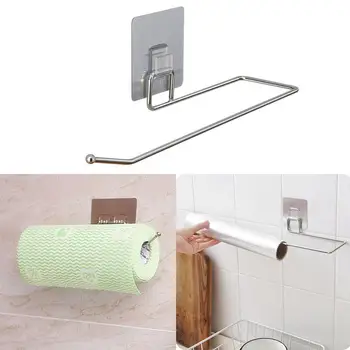 

Stainless steel Home Non-perforated Wall mounted Wall Paper Storage Holder Sticky Hook Bath Room Kitchen Tissue Towel rack #1226