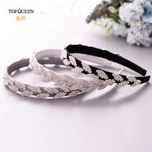 TOPQUEEN S198-FG повязка для волос в стиле барокко винтажная Серебряная Бриллиантовая тиара блестящие стразы лента для волос для женщин Свадебные аксессуары для волос