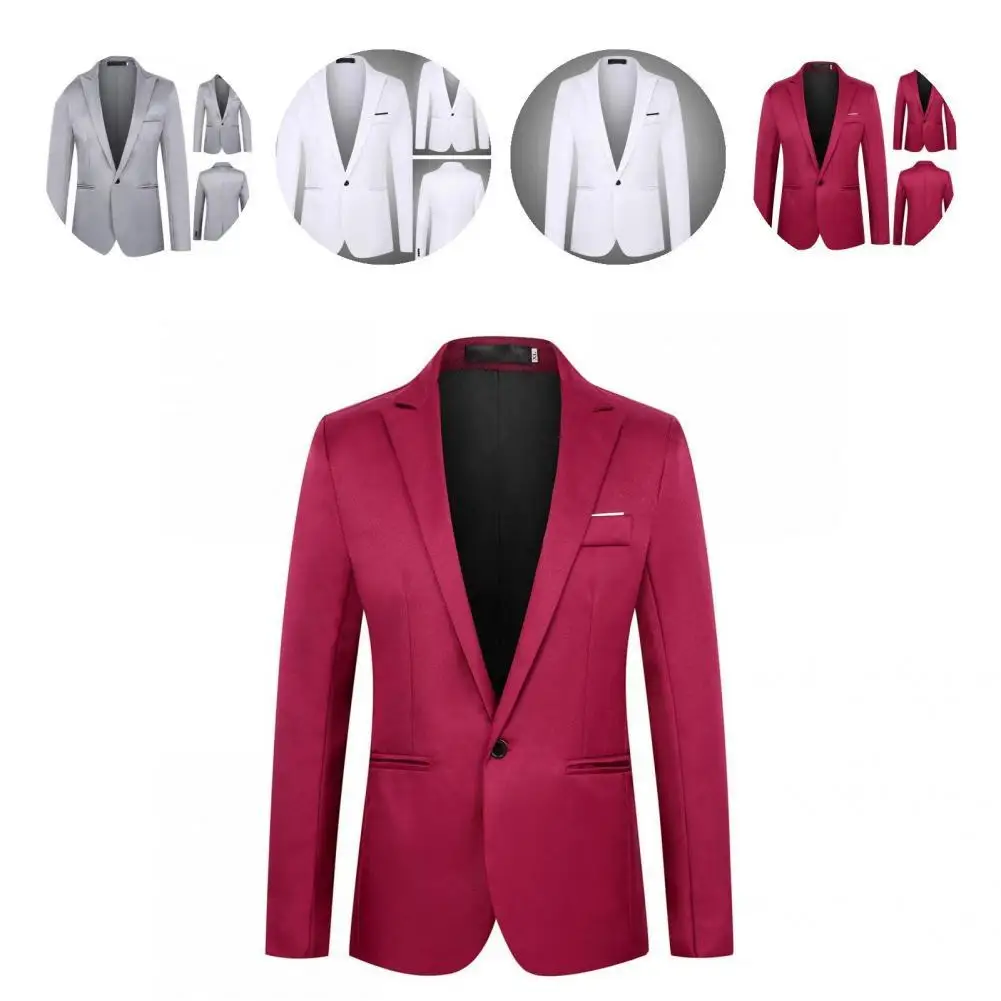 Men Blazer Popular Trendy Pure Color Men Slim Fit Office Blazer for ...