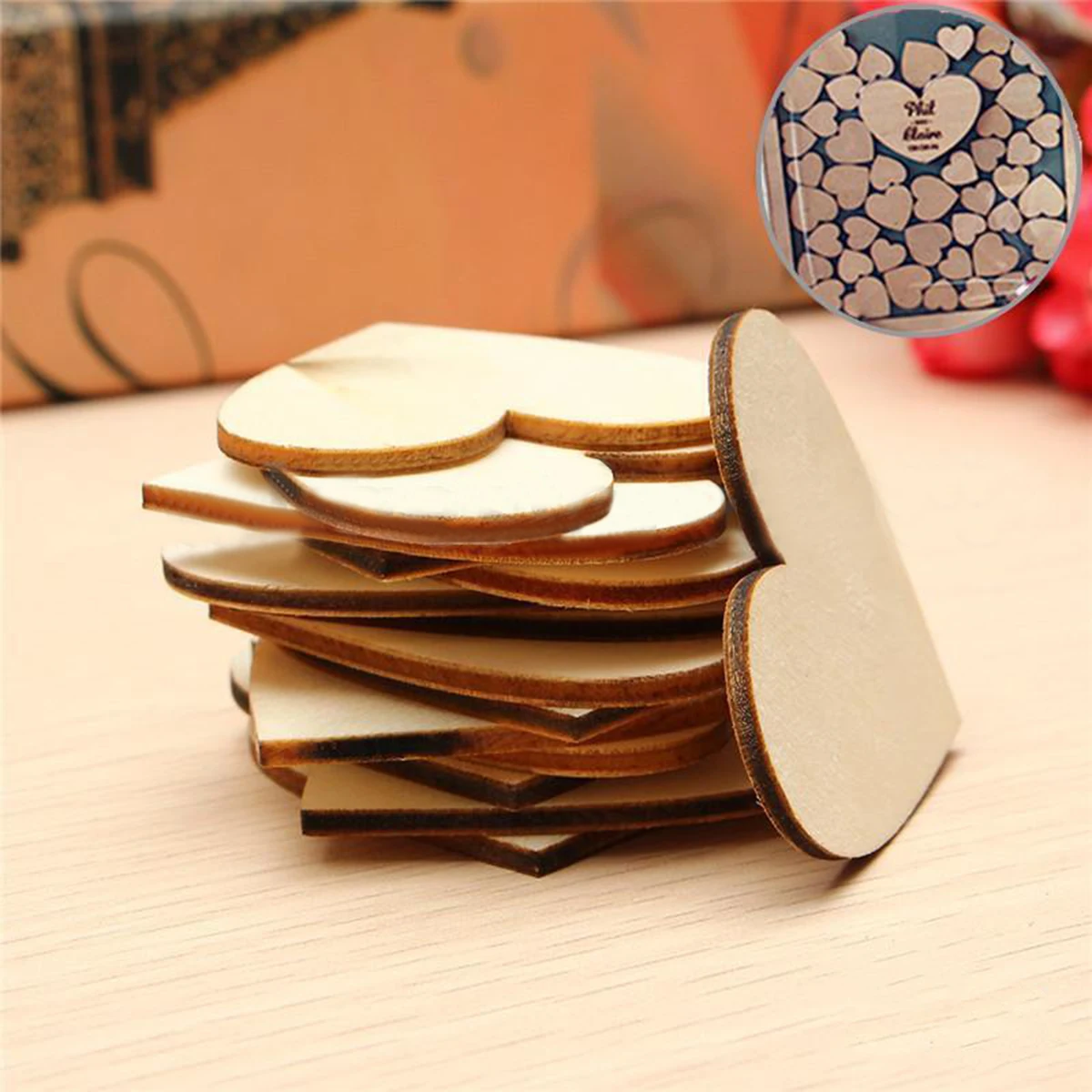 

25pcs/set 50mm Unfinished Wooden Love Heart Shape Wedding Art Craft Embellishment DIY Handmade DIY Christmas Decorations