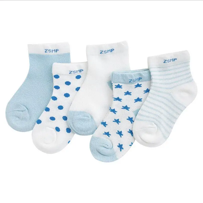 5 пар/лот; новые детские хлопковые носки; сезон весна-лето Модные ультратонкие сетчатые носки для мальчиков и девочек, детские носки для детей 0-6 лет