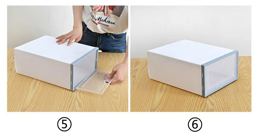 6 шт./компл. утолщенной Шлепанцы прозрачный ящик чехол Пластиковые обувные коробки стекируемые складная коробка для хранения Коробка органайзер для хранения обуви