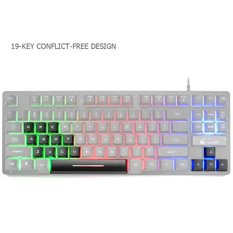ZIYOU LANG K16 87 клавиш USB Проводная Механическая легкая заглушка-ограничитель клавиатуры персональная 87 клавиатура 19 клавиатура без коллизии