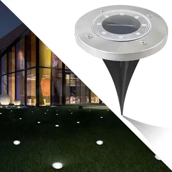 

4pcs Yard Lawn Stainless Steel Floor Spotlight Landscape Ground Light Decking IP65 Waterproof Pathway Outdoor Garden Solar Power