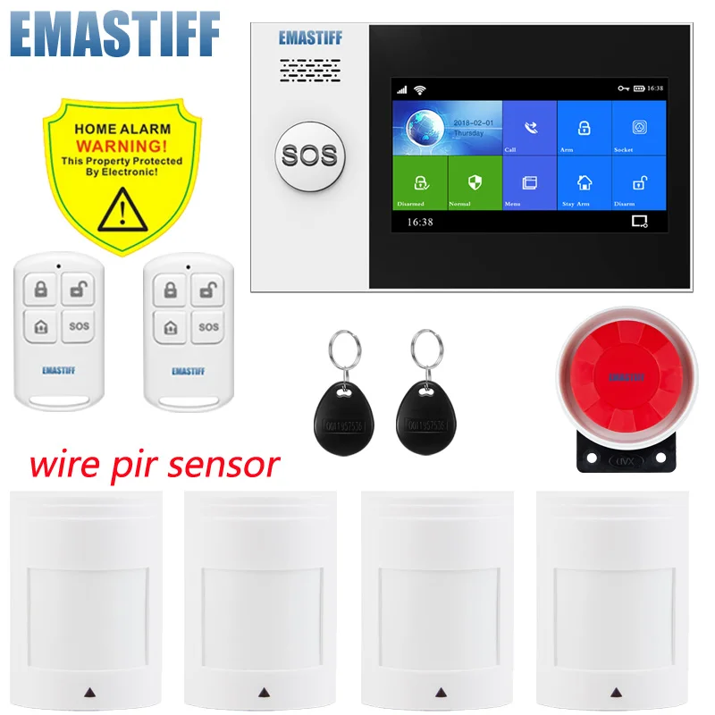 W4B13 W4B 4,3 дюймов TFT экран wifi GSM домашняя охранная сигнализация Детектор движения с приложением контроль пожарный детектор дыма Сигнализация - Цвет: W4B13