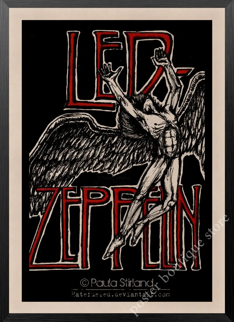 Светодиодный плакат Zeppelin Rock Music, Jimmy Page, rober Plant, винтажный домашний декор, настенные наклейки, 9 процентов/5