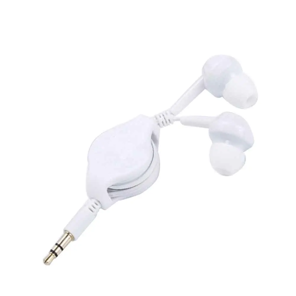 3.5mm Easy to Carry Retractable Cable In-Ear Earphone Headset Portable Earphone Straight Insert Extendable Wire for MP3 Phone 