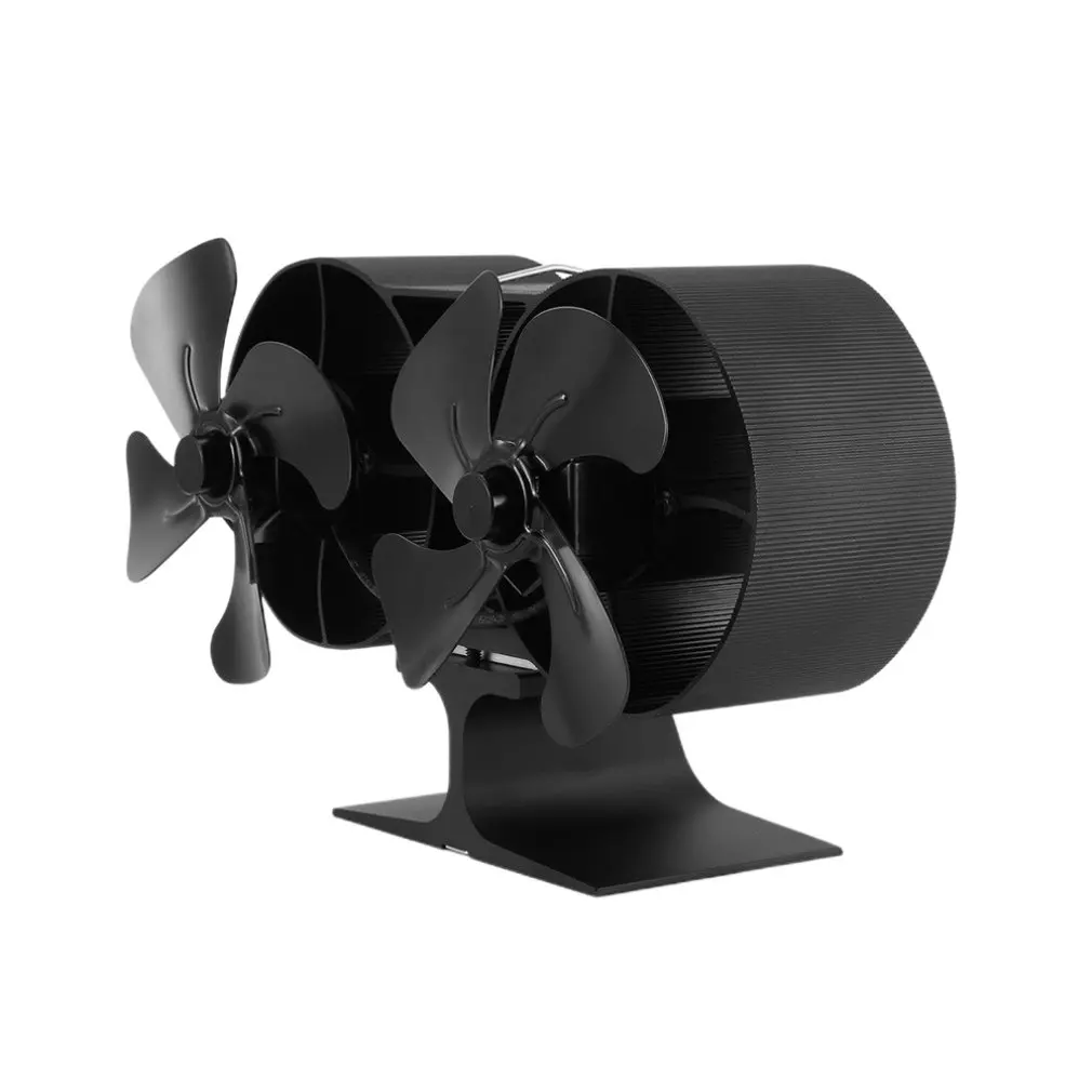 

Dual Head 8 Blades Powered Stove Fan Aluminium Silent Eco-Friendly For Wood Log Burner Fireplace Fan