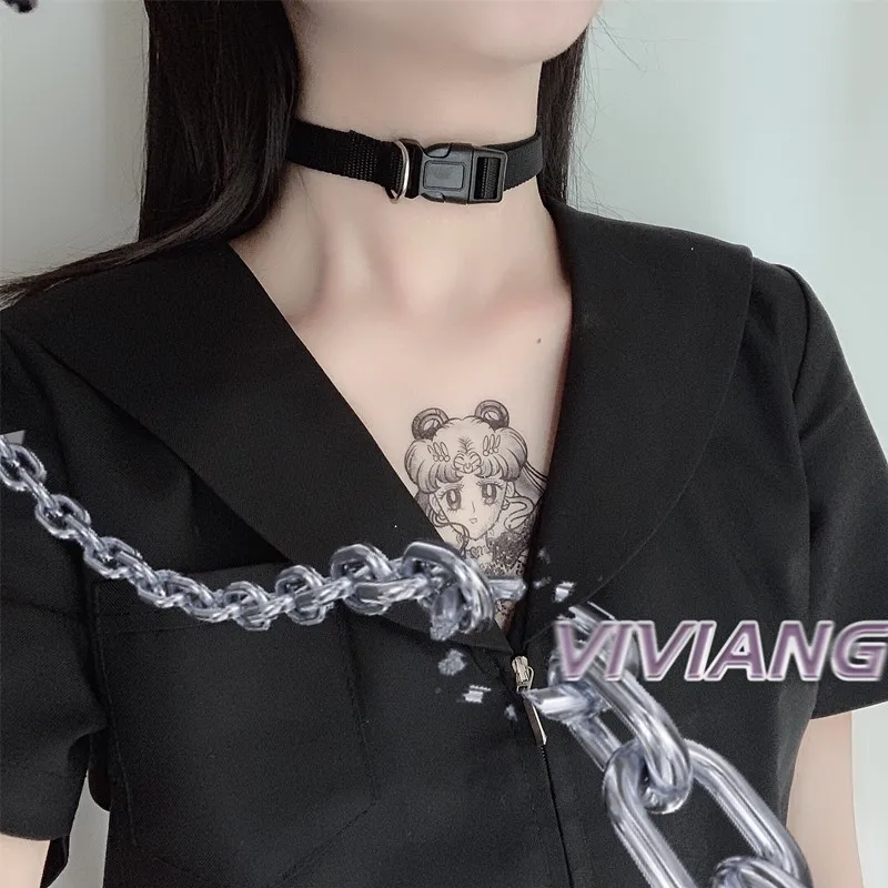 HZ Cool Girl Button, новинка, тканевое регулируемое панк готическое колье, черная короткая цепочка, металлическая линия, ожерелье для женщин, ювелирные изделия, вечерние