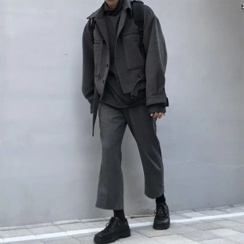 Korean Shorts Wool Coat Men's Warm Fashion Solid Color Casual Wool Coat Men Streetwear Wild Loose Wool Jacket Mens M-XL Korean Shorts Wool Coat Men's Warm Fashion Solid Color Casual Wool Coat Men Streetwear Wild Loose Wool Jacket Mens M-XL