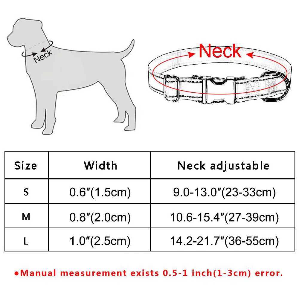 AiruiDog Personalized Dog Collar Nylon Small Medium Large Puppy Pet Engraved Name Collars