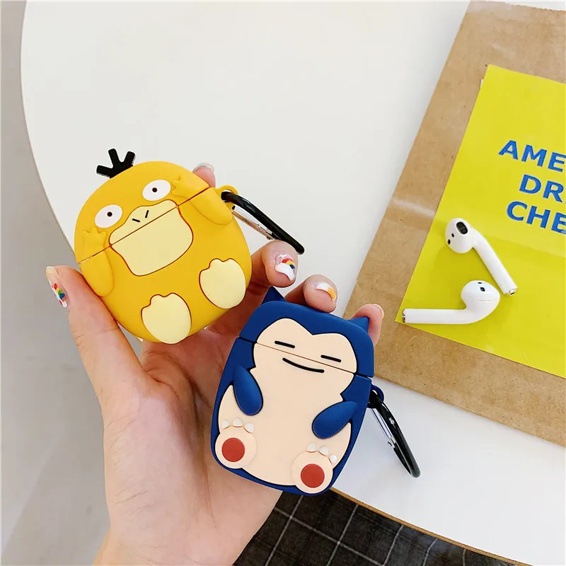 3D милый мультяшный Покемон Psyduck Snorlax Kabigon корпусы гарнитурные для Apple Airpods 1/2 силиконовый защитный чехол для наушников