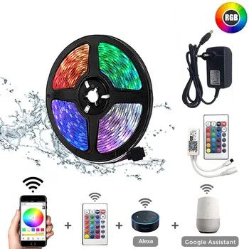 

RGB LED Strip 15M Led Light Tape 5050 SMD 2835 5M 10M DC 12V Waterproof RGB LED lamp diode Ribbon Flexible Controller+Adapter EU