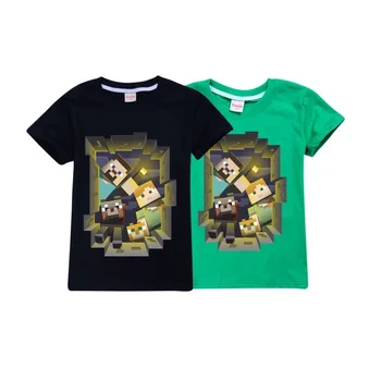 

Minecrafting Anime Summer Clothes Pure Cotton Short Sleeve Christmas Shirt Creeper Cosplay T-shirt Fashion Kids Boys Girls Tops