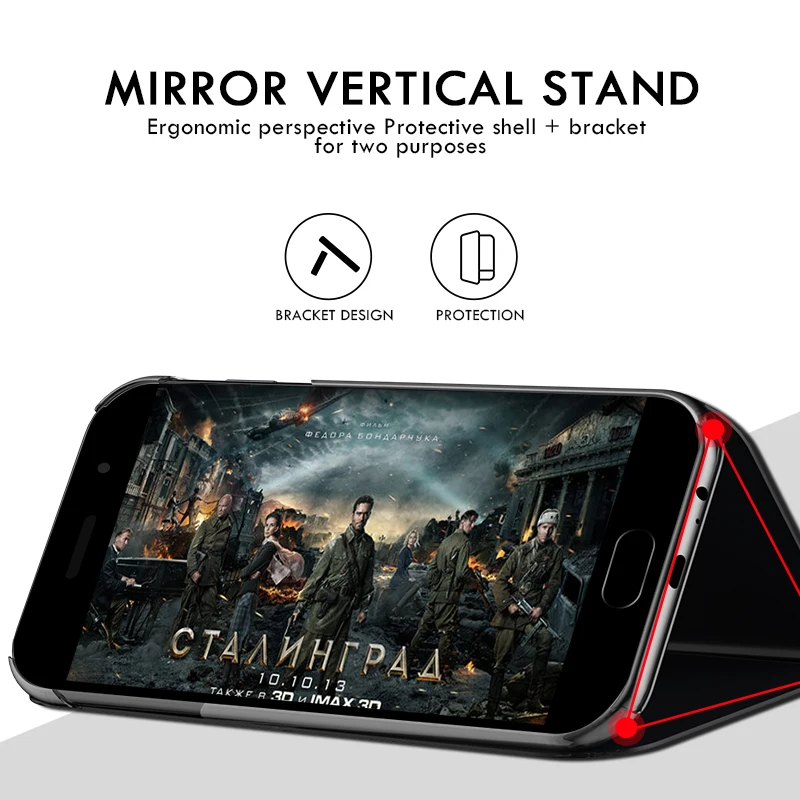  Clear View Smart Mirror Phone Case For Samsung Galaxy A9 A8 A7 A6 J8 2018 S8 S9 J4 J6 Plus 2018 A5  - 4000062637643