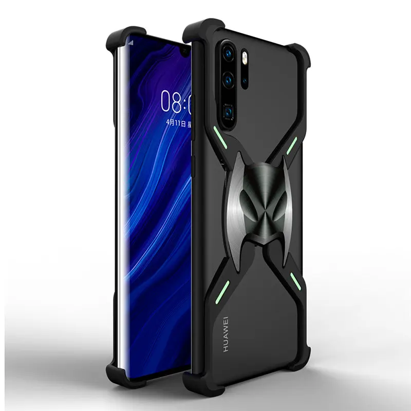Алюминиевый металлический магнитный чехол для huawei P30 Pro маска Бэтмена противоударный жесткий чехол для huawei P30/pro люминесцентный бампер чехол - Цвет: Black
