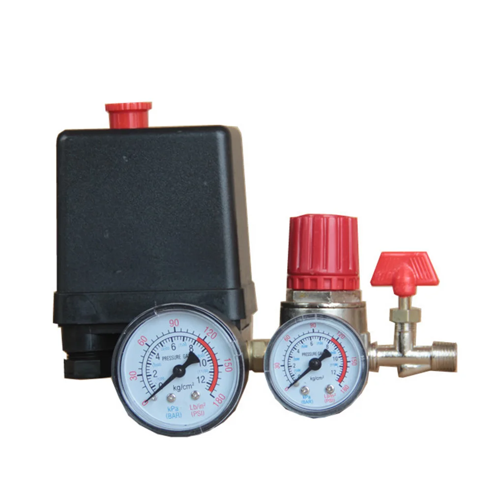 

90-120PSI Pressure Control Switch Accessories 4 Port Pump Safety Heavy Duty Air Compressor With Gauges Universal Fittings