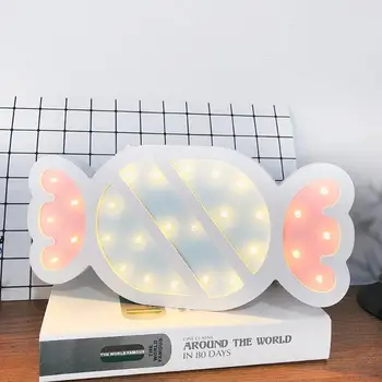 

LED Night Lamp Candy Shape Lights Wall Hanging Desk Ornaments Children Bedroom Home Decoration Sweet Style 2019 Ins Hot Sale